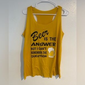 NWT womans L Beer is the Answer but I don’t remember the Question Tank Top